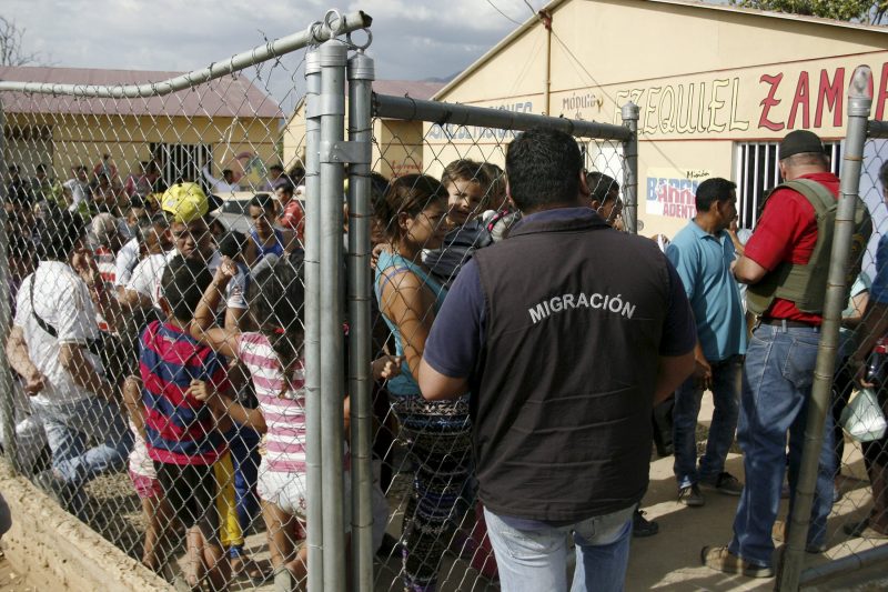 Venezuelan border officials detain people who do not possess the proper documentation to travel into Venezuela, during a special deployment, at San Antonio in Tachira state, Venezuela