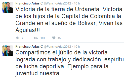 Arias felicitando a las Aguilas 2