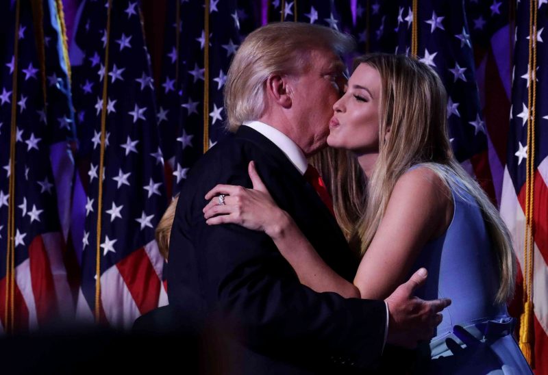 NEW YORK, NY - NOVEMBER 09: Republican president-elect Donald Trump and his daughter Ivanka Trump embrace after delivering his acceptance speech at the New York Hilton Midtown in the early morning hours of November 9, 2016 in New York City. Donald Trump defeated Democratic presidential nominee Hillary Clinton to become the 45th president of the United States. Chip Somodevilla/Getty Images/AFP == FOR NEWSPAPERS, INTERNET, TELCOS & TELEVISION USE ONLY ==