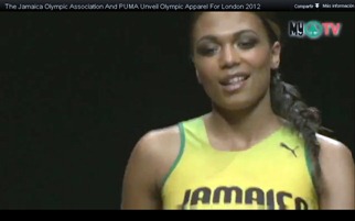 gente megan edwards atleta y modelo de jamaica que se la relaciona con usain bolt captura de la prensentacion de laz equipacion del equiupo de jamaica de puma 